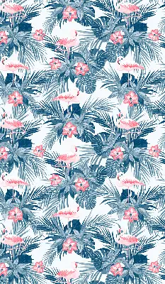 Fensterrollo für den Innenbereich mit tropischem Pflanzen und Flamingos Motiv