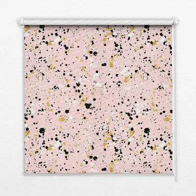 Fensterrollo mit Motiv von Farbflecken auf rosa Hintergrund