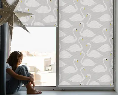 Rollo Fenster mit Motiv Schwäne