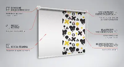 Fensterrollo mit schwarzem und gelben Muster