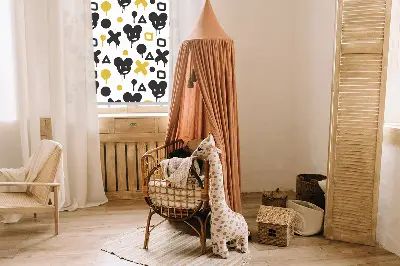 Fensterrollo mit schwarzem und gelben Muster