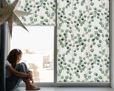 Rollo Fenster mit Motiv von Blättern und Zweigen