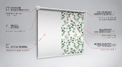 Rollo Fenster mit Motiv von Blättern und Zweigen