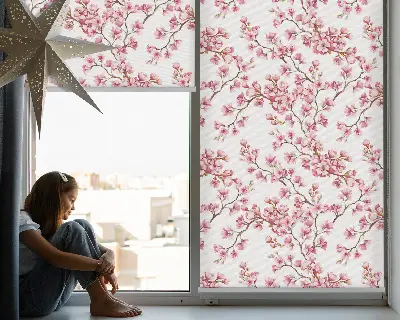 Rollo Fenster mit Motiv einer rosa Lilie