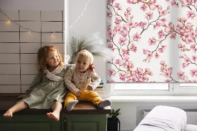Rollo Fenster mit Motiv einer rosa Lilie