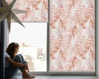 Fensterrollo mit Motiv rosa Blätter