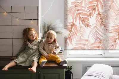 Fensterrollo mit Motiv rosa Blätter