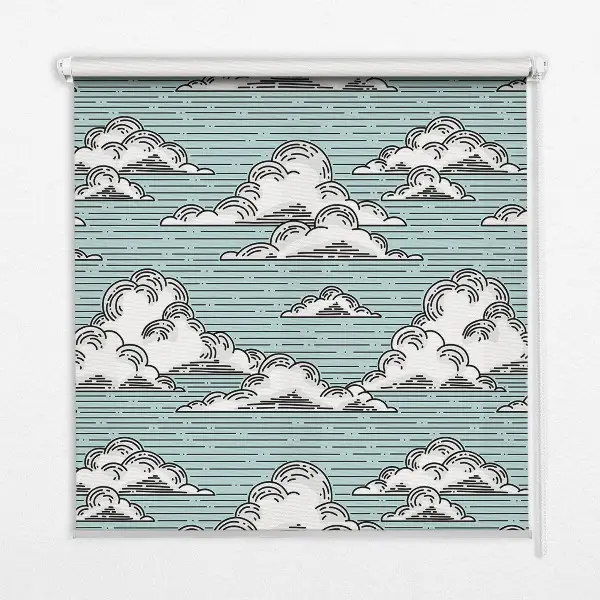 Fensterrollo für innen mit Wolkenmotiv
