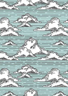 Fensterrollo für innen mit Wolkenmotiv