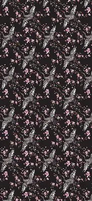 Fensterrollo mit Motiv von Reihern und Blumen