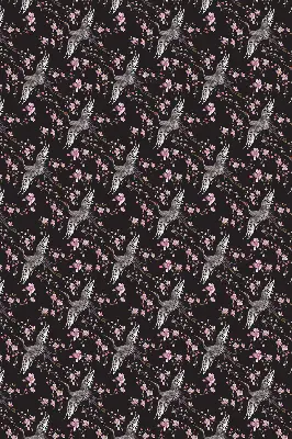 Fensterrollo mit Motiv von Reihern und Blumen