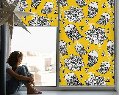Fensterrollo mit Vogelmotiv für den Innenbereich