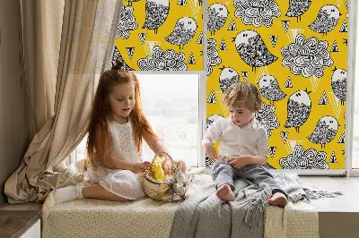 Fensterrollo mit Vogelmotiv für den Innenbereich