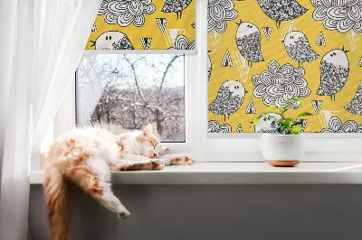 Fensterrollo mit Vogelmotiv für den Innenbereich