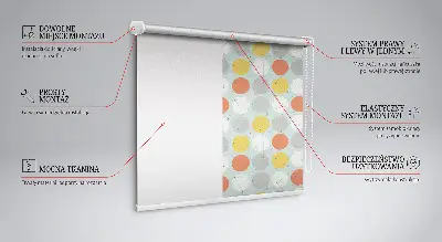 Fensterrollo für den Innenbereich mit einem Muster aus durch Linien verbundenen Punkten auf Kreisen