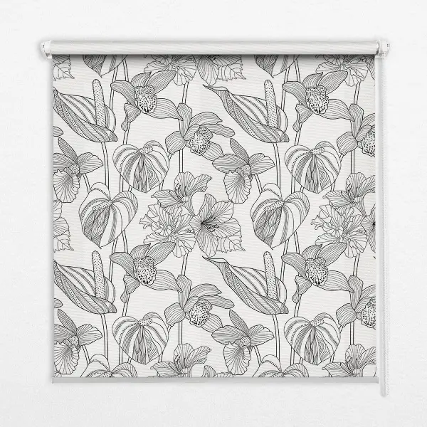 Rollo mit Motiv gezeichnete Blumen