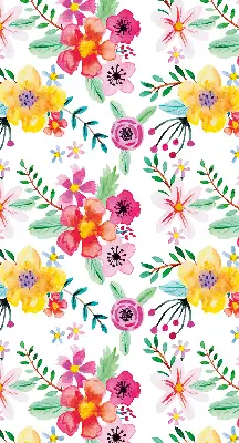 Fensterrollo mit Motiv gemalte Blumen für den Innenbereich