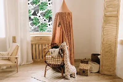 Fensterrollo mit Blätter, Dreiecke und Punkte Muster