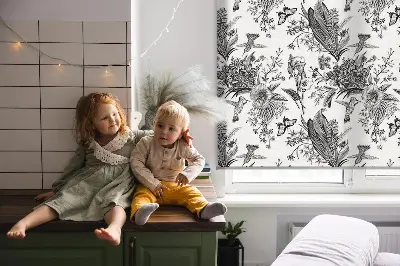 Fensterrollo für den Innenbereich mit Motiv gezeichnete Natur