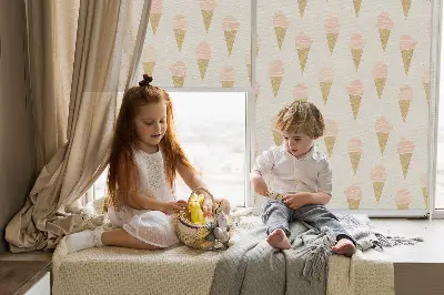 Fensterrollo für den Innenbereich mit Eiscreme Motiv