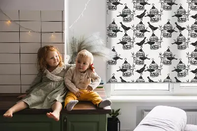 Fensterrollo mit Motiv schwarzer Raben