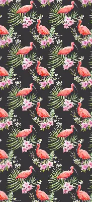 Fensterrollo für den Innenbereich mit Flamingos auf Pflanzen Motiv