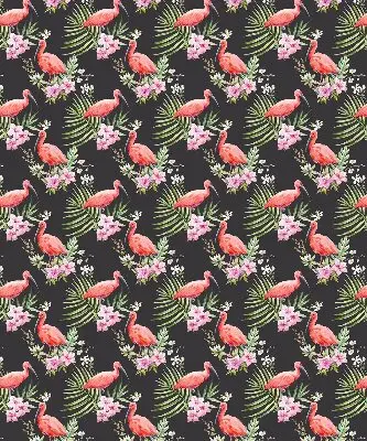 Fensterrollo für den Innenbereich mit Flamingos auf Pflanzen Motiv