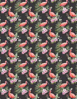 Fensterrollo für den Innenbereich mit Flamingos auf Pflanzen Motiv
