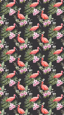 Fensterrollo für den Innenbereich mit Flamingos auf Pflanzen Motiv