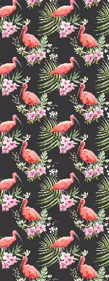 Fensterrollo für den Innenbereich mit Flamingos auf Pflanzen Motiv