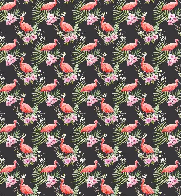 Fensterrollo für den Innenbereich mit Flamingos auf Pflanzen Motiv
