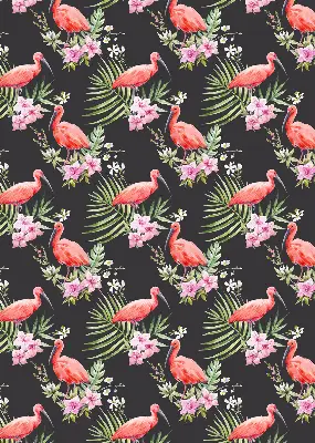 Fensterrollo für den Innenbereich mit Flamingos auf Pflanzen Motiv