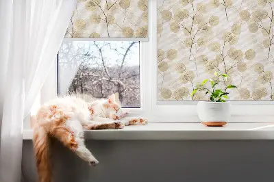 Fensterrollo mit Motiv gelber Zweige