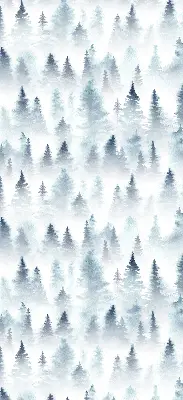 Fensterrollo für den Innenbereich mit einem Motiv von Wald im Nebel