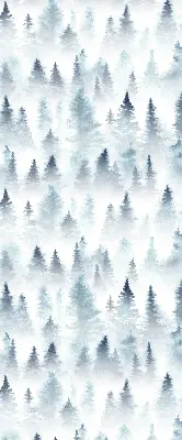 Fensterrollo für den Innenbereich mit einem Motiv von Wald im Nebel