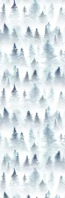 Fensterrollo für den Innenbereich mit einem Motiv von Wald im Nebel