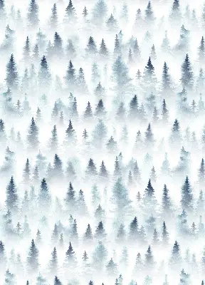 Fensterrollo für den Innenbereich mit einem Motiv von Wald im Nebel