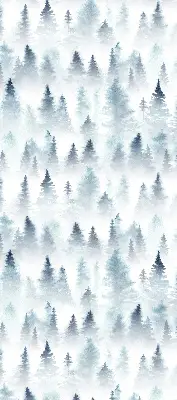 Fensterrollo für den Innenbereich mit einem Motiv von Wald im Nebel
