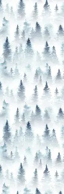 Fensterrollo für den Innenbereich mit einem Motiv von Wald im Nebel