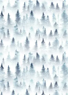Fensterrollo für den Innenbereich mit einem Motiv von Wald im Nebel