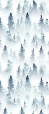 Fensterrollo für den Innenbereich mit einem Motiv von Wald im Nebel