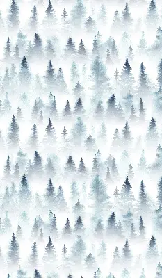 Fensterrollo für den Innenbereich mit einem Motiv von Wald im Nebel