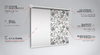 Rollo fenster mit Motiv von gezeichneten Vögeln und Pflanzen