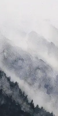 Fensterrollo mit Motiv nebelige Berge