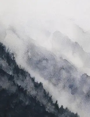 Fensterrollo mit Motiv nebelige Berge
