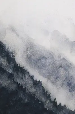 Fensterrollo mit Motiv nebelige Berge