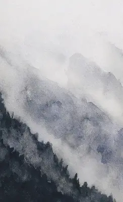 Fensterrollo mit Motiv nebelige Berge