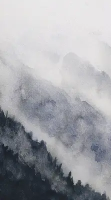 Fensterrollo mit Motiv nebelige Berge