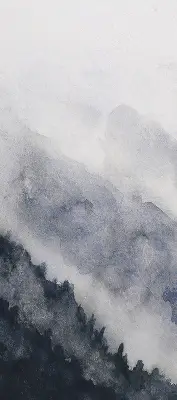 Fensterrollo mit Motiv nebelige Berge