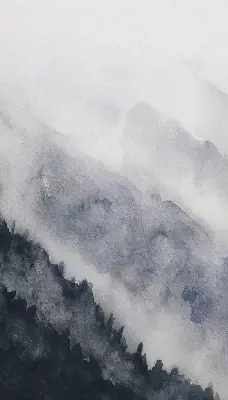 Fensterrollo mit Motiv nebelige Berge